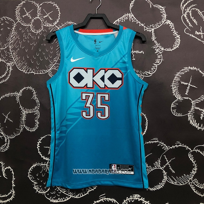 Camiseta Oklahoma City Thunder Kevin Durant #35 Ciudad 2018-19 Azul